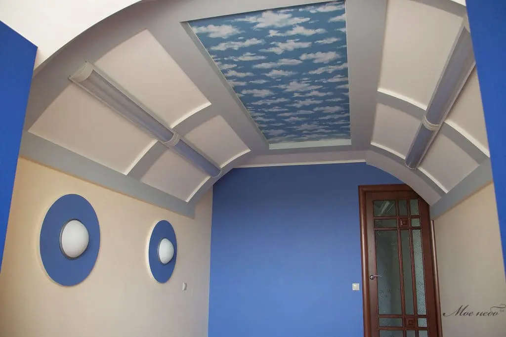 небо белые облака натяжной потолок