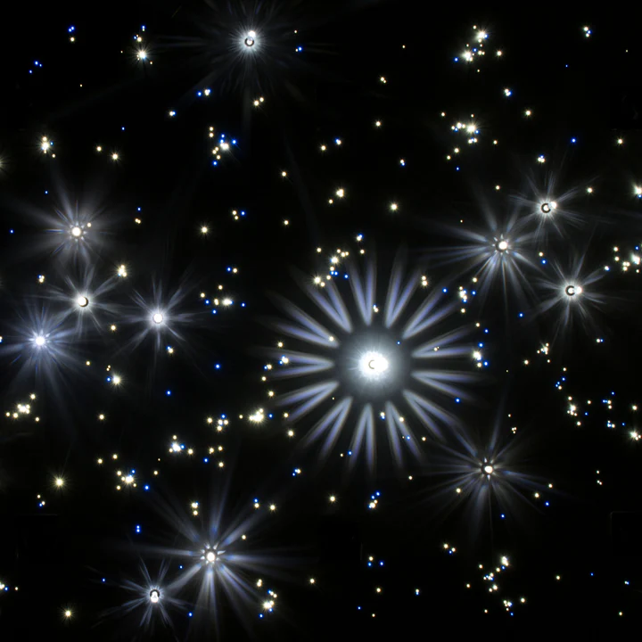 чёрное звёздное небо с разными "звёздами" - кристаллами swarovski